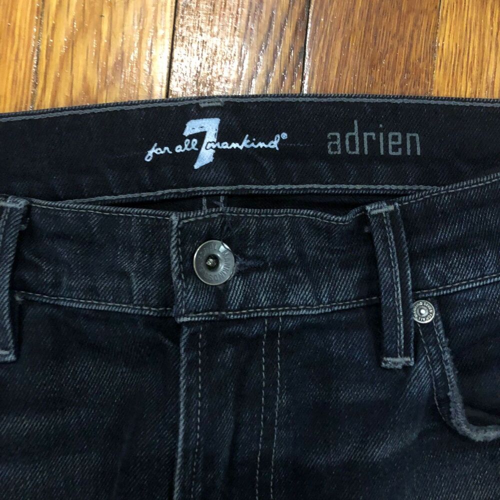 7 For All Mankind Men's Adrien Skinny Jeans Size 32x32 Black/Dark Gray Distress - Picture 3 of 5